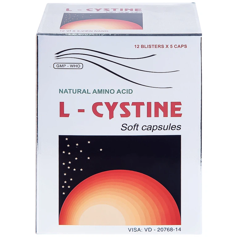 Viên nang mềm L-Cystine 500mg Medisun bổ sung cho người suy dinh dưỡng, kém hấp thu, sạm da (12 vỉ x 5 viên)