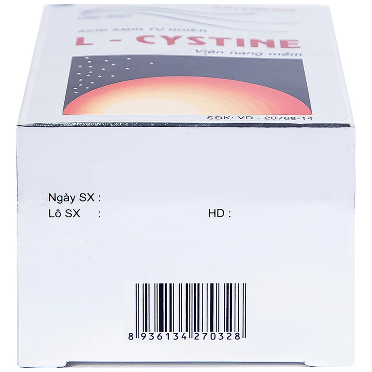 Viên nang mềm L-Cystine 500mg Medisun bổ sung cho người suy dinh dưỡng, kém hấp thu, sạm da (12 vỉ x 5 viên)