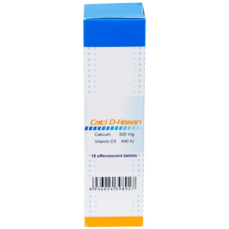 Viên sủi Calci D-Hasan điều trị loãng xương, bổ sung Canxi và Vitamin D (18 viên)