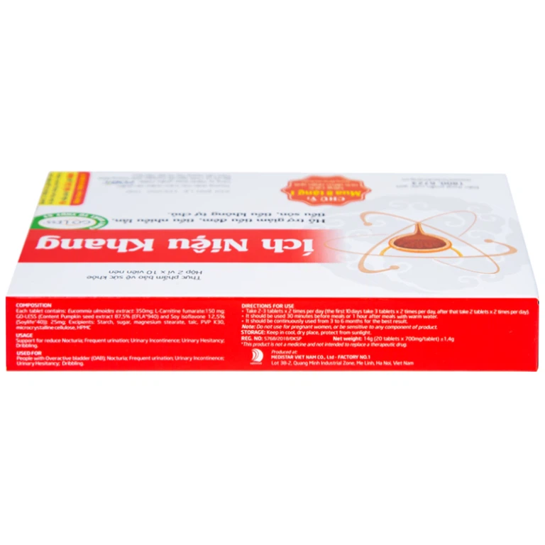 Viên uống Ích Niệu Khang Medistar hỗ trợ giảm tiểu đêm, tiểu nhiều lần (2 vỉ x 10 viên)