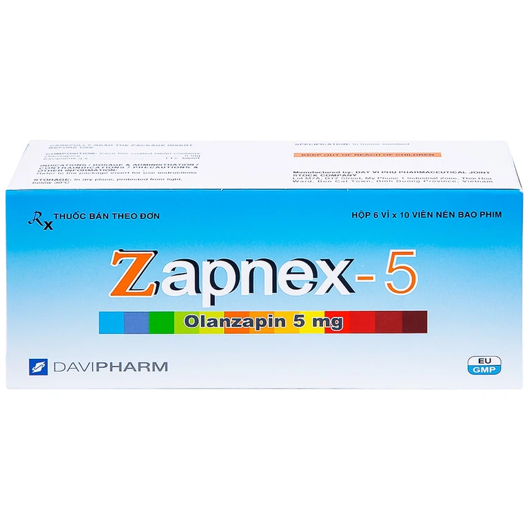 Thuốc Zapnex-5 DaviPharm điều trị tâm thần phân liệt (6 vỉ x 10 viên) 