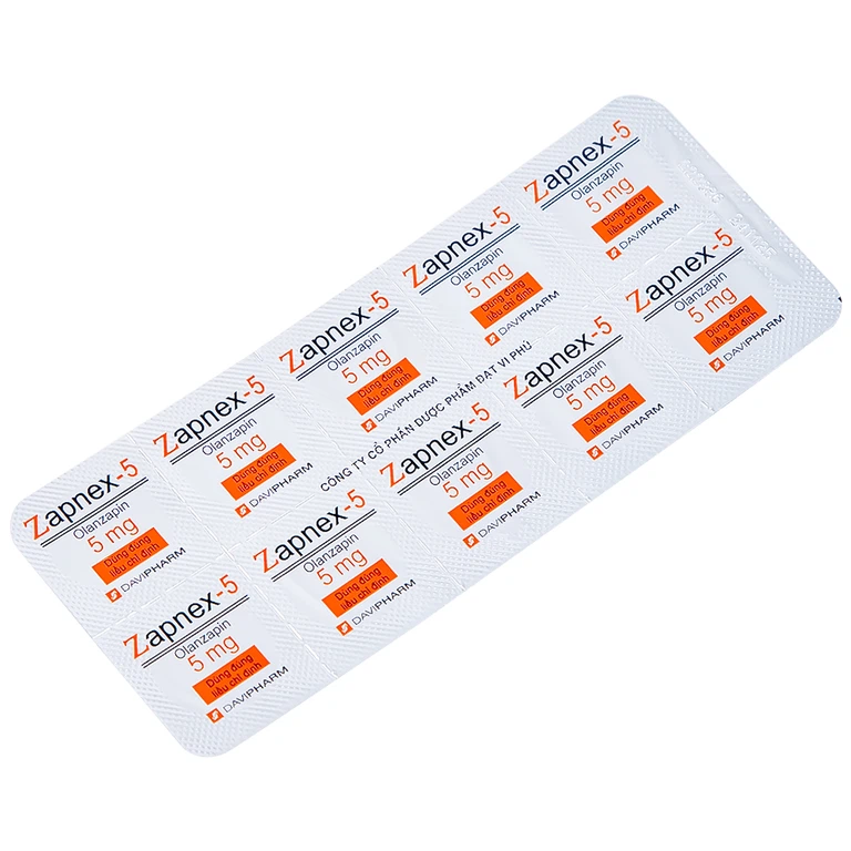 Thuốc Zapnex-5 DaviPharm điều trị tâm thần phân liệt (6 vỉ x 10 viên) 