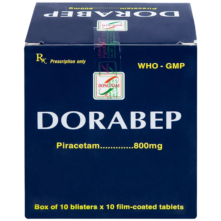 Thuốc Dorabep 800mg Đông Nam điều trị triệu chứng chóng mặt (10 vỉ x 10 viên)