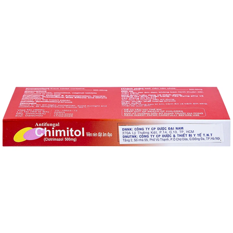 Viên đặt âm đạo Chimitol Vaginal Tab Aprogen điều trị viêm âm đạo do nấm (1 vỉ x 2 viên)
