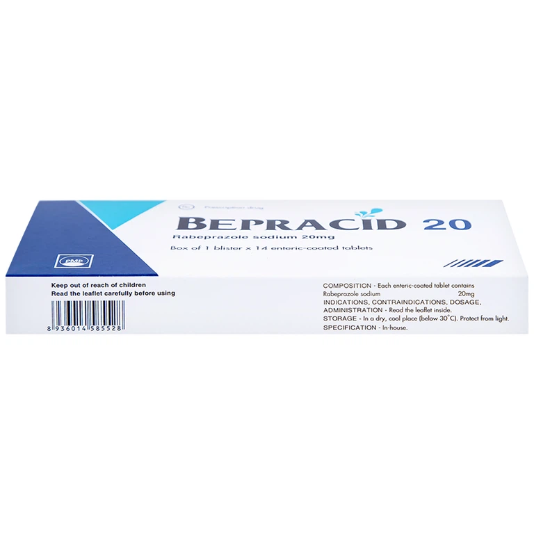 Thuốc Bepracid 20mg Pymepharco điều trị trào ngược dạ dày – thực quản, loét dạ dày - tá tràng (1 vỉ x 14 viên)