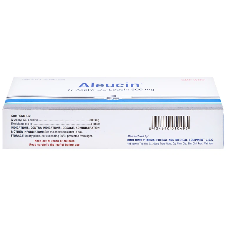 Thuốc Aleucin 500mg Bidiphar điều trị các cơn chóng mặt (3 vỉ x 10 viên)
