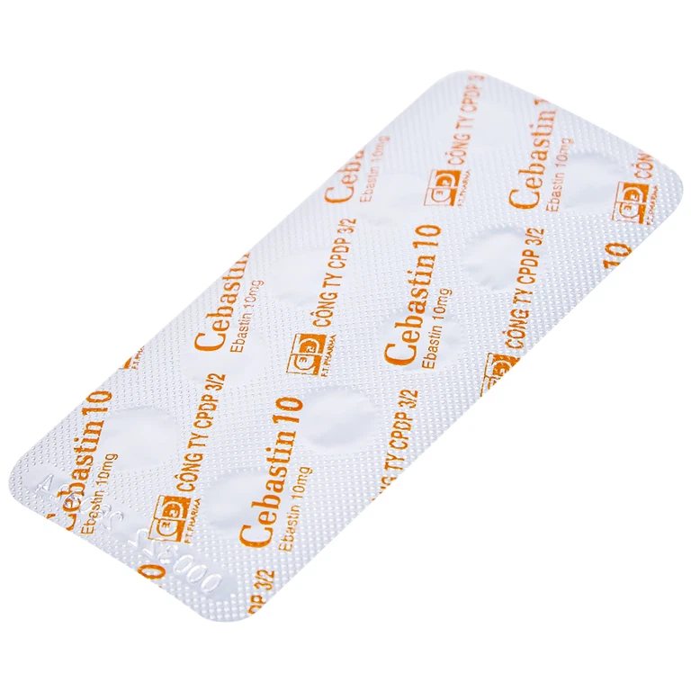Thuốc Cebastin10 Dược 3-2 điều trị viêm mũi dị ứng, mày đay (3 vỉ x 10 viên) 