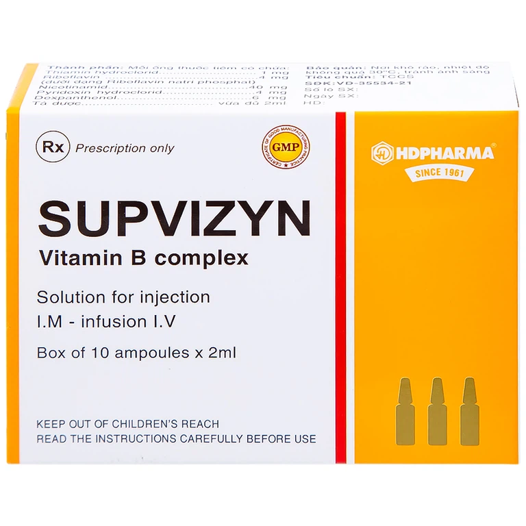 Dung dịch tiêm Supvizyn HDpharma dự phòng và điều trị thiếu các Vitamin nhóm B (10 ống)