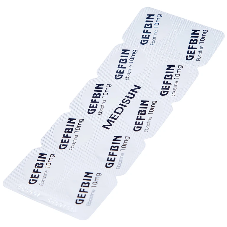 Thuốc Gefbin Medisun điều trị viêm mũi dị ứng, mề đay vô căn mạn tính (3 vỉ x 10 viên)