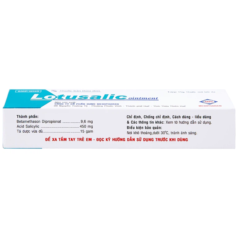 Thuốc mỡ bôi da Lotusalic Medipharco giảm các biểu hiện viêm của bệnh da dày sừng và bệnh da khô (15g)