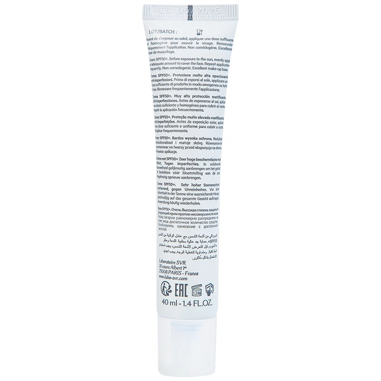 Kem chống nắng SVR Sebiaclear Creme SPF50+ dưỡng da dùng cho da hỗn hợp, da dầu và da nhạy cảm (40ml)