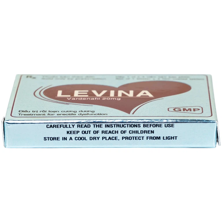 Thuốc Levina 20mg Cophavina điều trị rối loạn chức năng cương dương (1 vỉ x 4 viên)