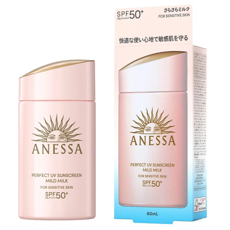 Sữa chống nắng Anessa Perfect UV Sunscreen Mild Milk SPF 50+ PA++++ dịu nhẹ cho da nhạy cảm và trẻ em (60ml)