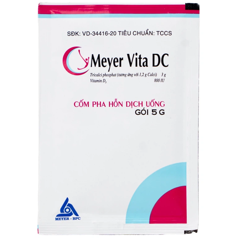 Cốm Pha Hỗn Dịch Uống Meyer Vita DC điều trị và phòng ngừa thiếu vitamin D và canxi, loãng xương (20 gói)