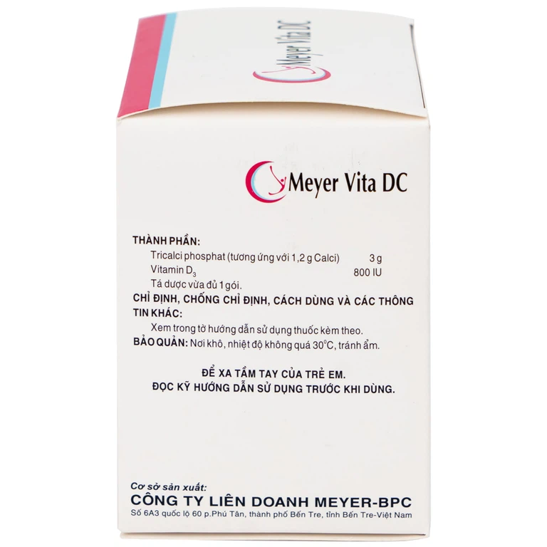 Cốm Pha Hỗn Dịch Uống Meyer Vita DC điều trị và phòng ngừa thiếu vitamin D và canxi, loãng xương (20 gói)