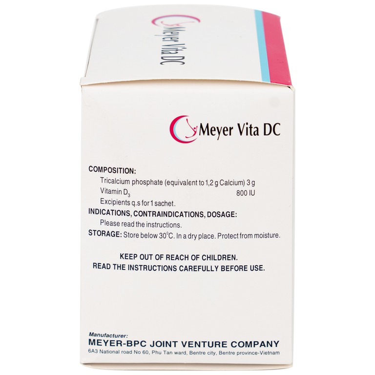 Cốm Pha Hỗn Dịch Uống Meyer Vita DC điều trị và phòng ngừa thiếu vitamin D và canxi, loãng xương (20 gói)