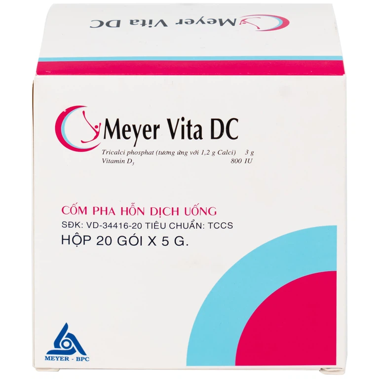 Cốm Pha Hỗn Dịch Uống Meyer Vita DC điều trị và phòng ngừa thiếu vitamin D và canxi, loãng xương (20 gói)