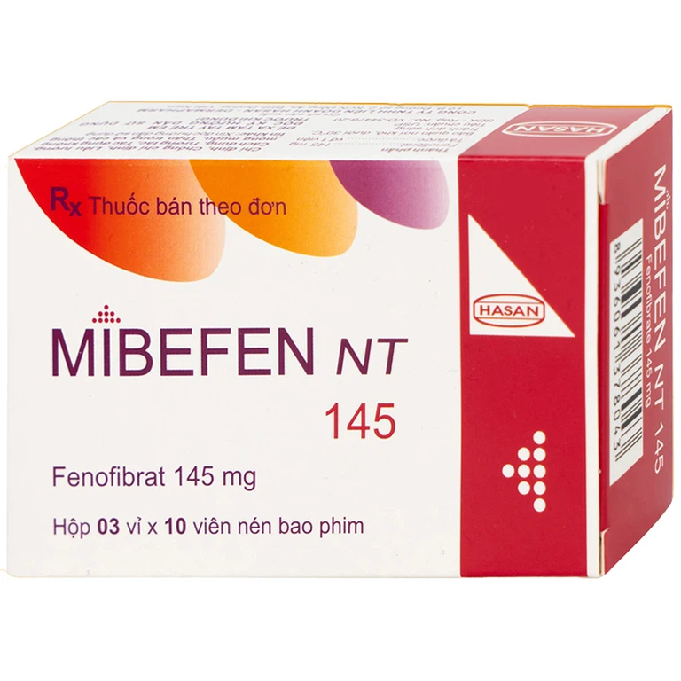 Thuốc Mibefen NT 145 Hasan điều trị tăng triglycerid huyết nặng (3 vỉ x 10 viên)