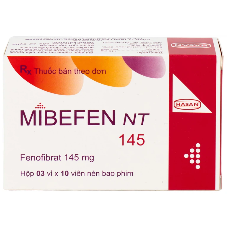 Thuốc Mibefen NT 145 Hasan điều trị tăng triglycerid huyết nặng (3 vỉ x 10 viên)