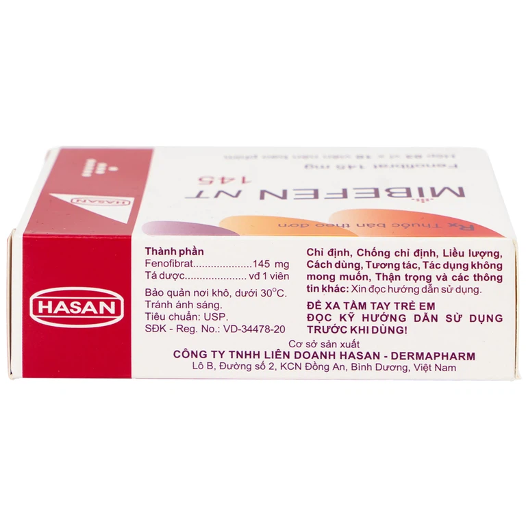 Thuốc Mibefen NT 145 Hasan điều trị tăng triglycerid huyết nặng (3 vỉ x 10 viên)