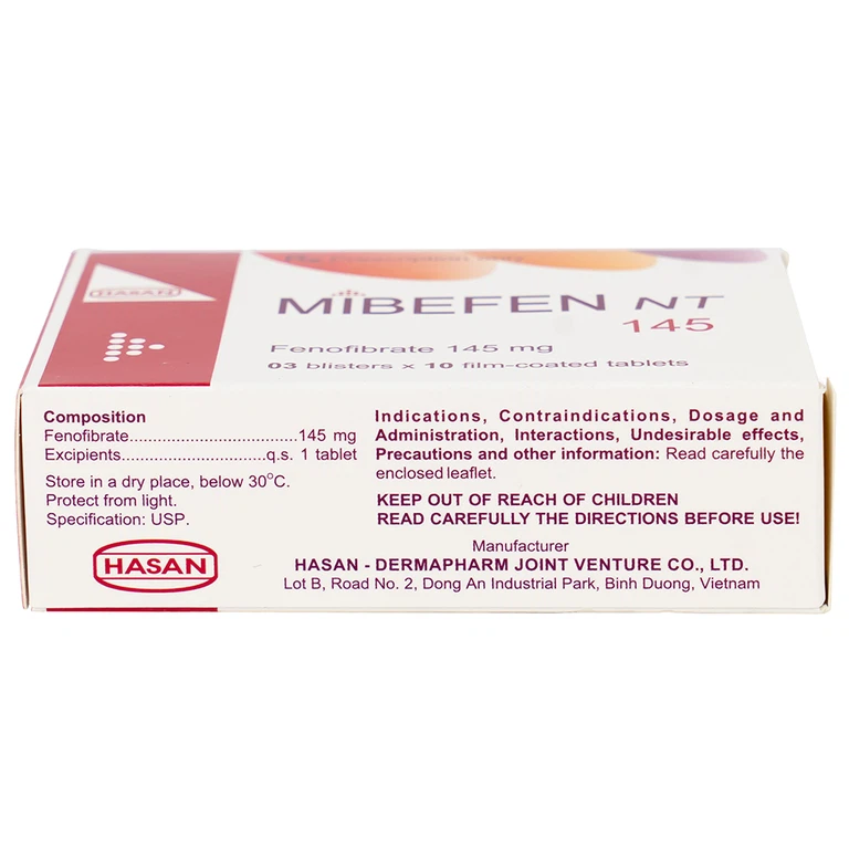 Thuốc Mibefen NT 145 Hasan điều trị tăng triglycerid huyết nặng (3 vỉ x 10 viên)