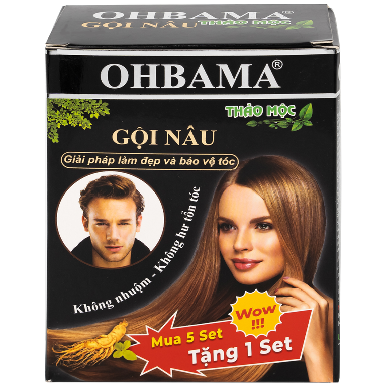 Dầu gội nâu thảo mộc Ohbama không hư tổn tóc (5 gói)