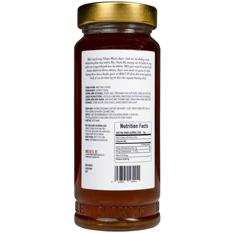 Mật ong Long Nhãn Miele nguyên chất, tự nhiên (710g)