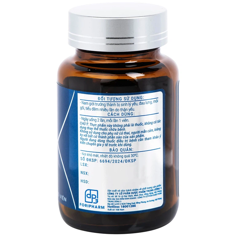 Sâm Nhung Bổ Thận TW3 Platinum hỗ trợ bổ thận tráng dương (30 viên)