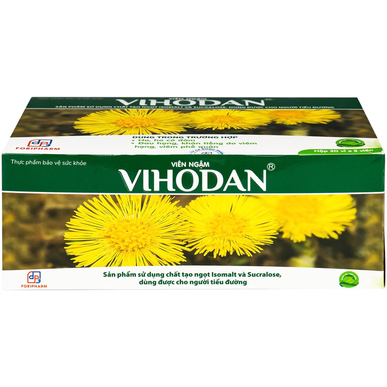 Viên ngậm Vihodan TW3 giúp nhuận phế, hỗ trợ giảm ho, giúp giảm đờm, giảm đau họng (20 vỉ x 5 viên)