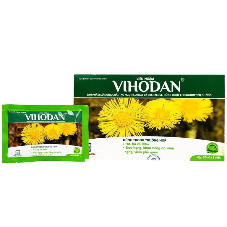 Viên ngậm Vihodan TW3 giúp nhuận phế, hỗ trợ giảm ho, giúp giảm đờm, giảm đau họng (20 vỉ x 5 viên)