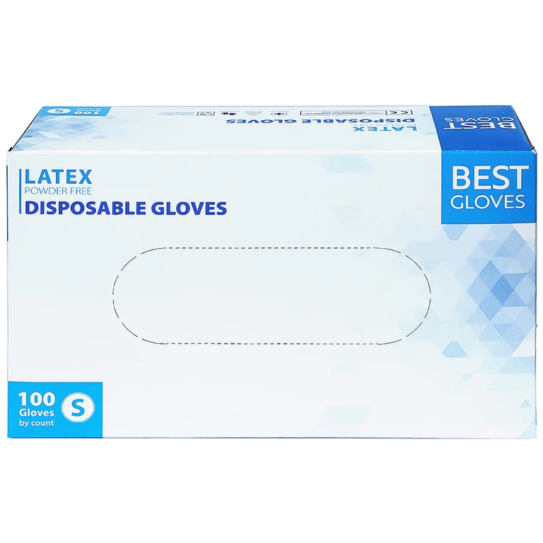Găng tay cao su y tế không bột phủ Latex Powder Free Disposable Best Gloves size S (100 cái)