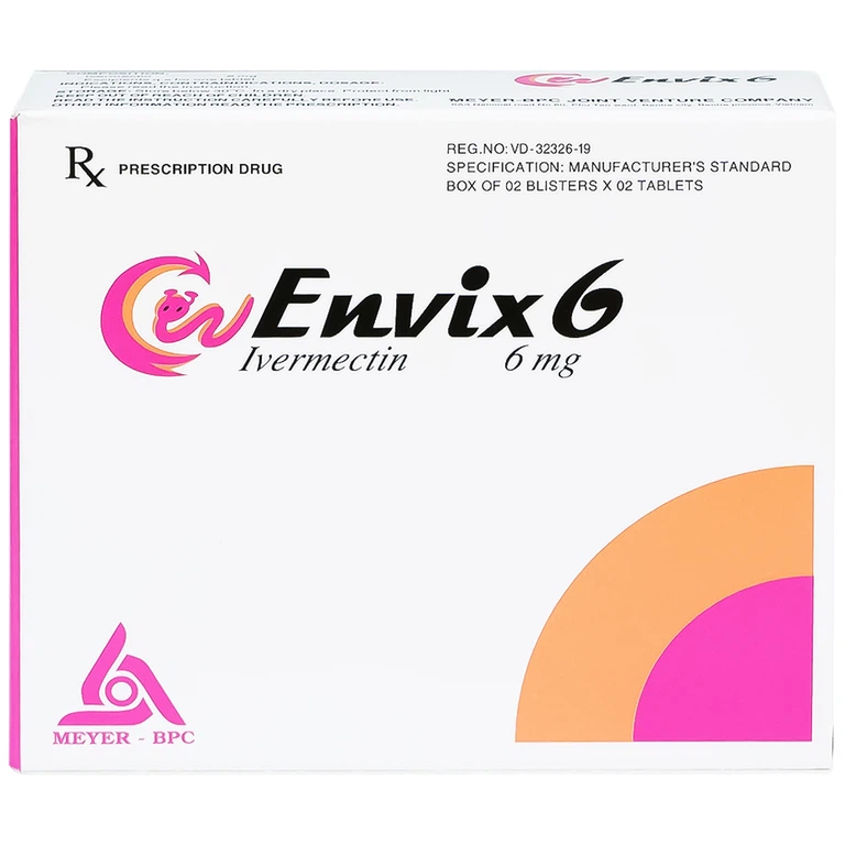 Thuốc Envix 6 Meyer - BPC điều trị giun chỉ Onchocerca, giun lươn ở ruột (2 vỉ x 2 viên)