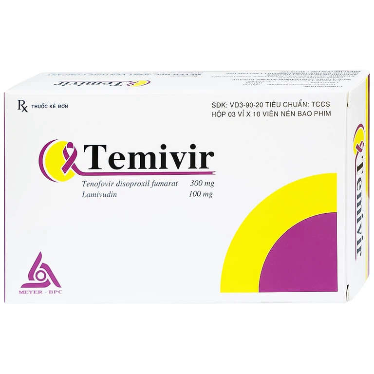 Thuốc Temivir Meyer - BPC hỗ trợ điều trị nhiễm HIV-I hoặc điều trị viêm gan B mạn tính (3 vỉ x 10 viên)