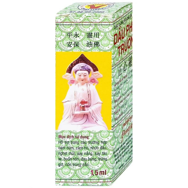 Dầu Phật Linh 1.5ml Trường Sơn dùng hỗ trợ trường hợp cảm cúm, cảm ho, nhức đầu, nghẹt mũi (10 chai)