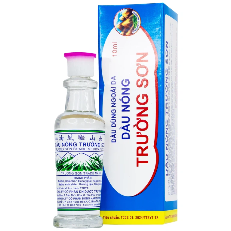 Dầu nóng Trường Sơn 10ml hỗ trợ các trường hợp chóng mặt, đau bụng, ho, cảm cúm (10 chai)
