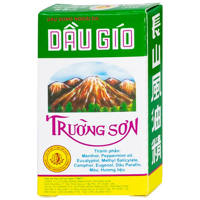 Dầu gió Trường Sơn 2.5ml dùng hỗ trợ trong trường hợp cảm, ho, sổ mũi, nhức đầu (20 chai)