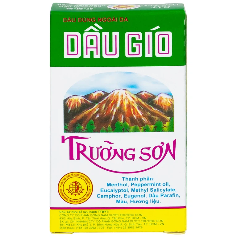 Dầu gió Trường Sơn 2.5ml dùng hỗ trợ trong trường hợp cảm, ho, sổ mũi, nhức đầu (20 chai)
