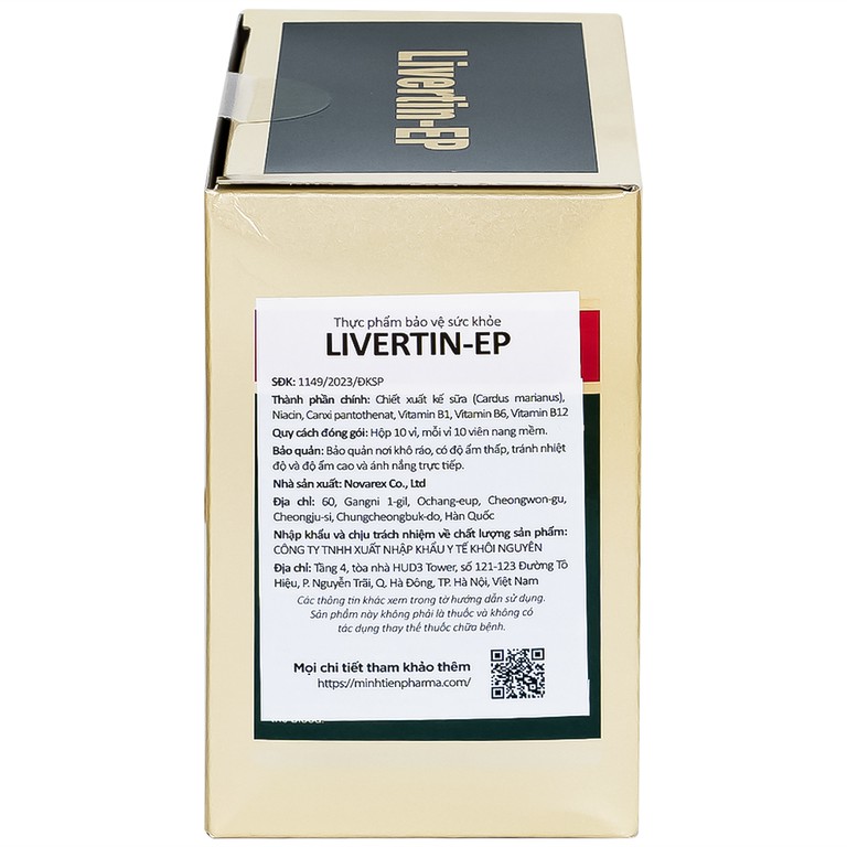 Viên uống Livertin-EP Novarex bổ sung vitamin B1, B6, B12, niacin, canxi pantothenat cho cơ thể (10 vỉ x 10 viên)