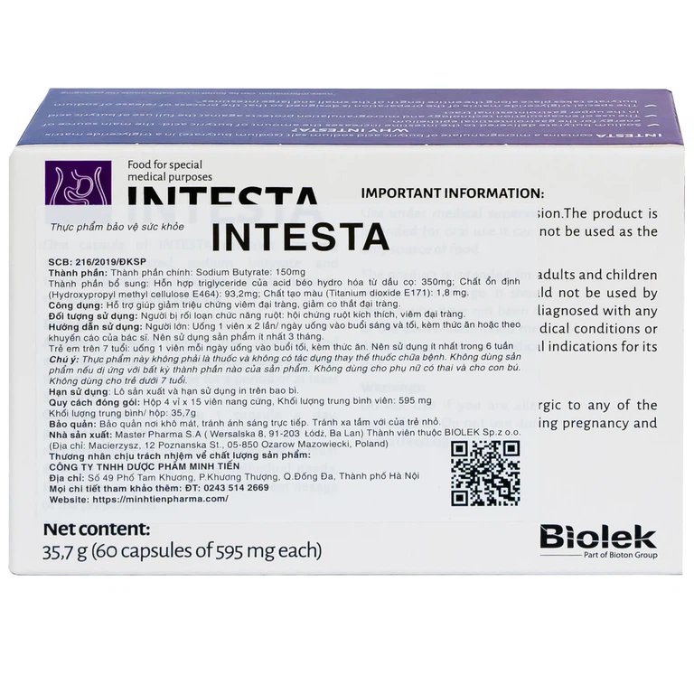 Viên uống Intesta Biolek 35.7g hỗ trợ điều trị viêm đại tràng (4 vỉ x 15 viên)