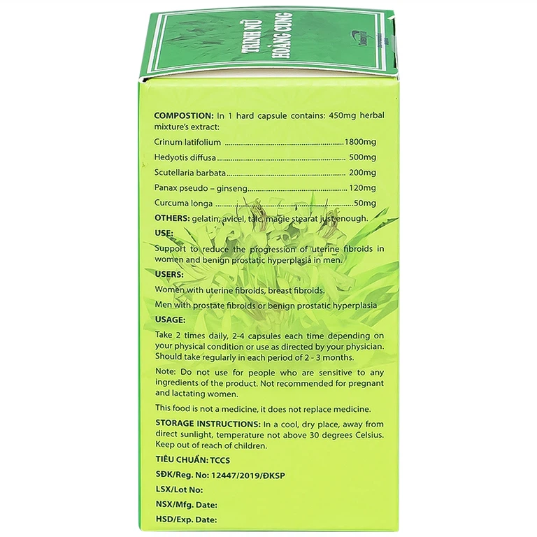 Viên uống Trinh Nữ Hoàng Cung Dolexphar hỗ trợ giảm sự tiến triển của u xơ tử cung (60 viên)