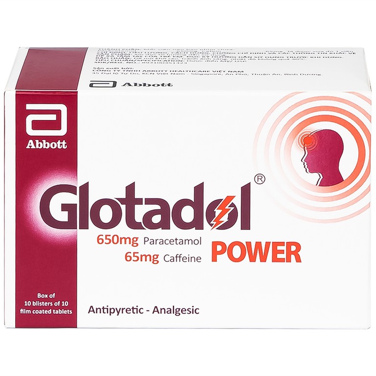 Thuốc Glotadol Power Abbott giảm đau đầu, đau nửa đầu, đau nhức do cảm lạnh (10 vỉ x 10 viên)