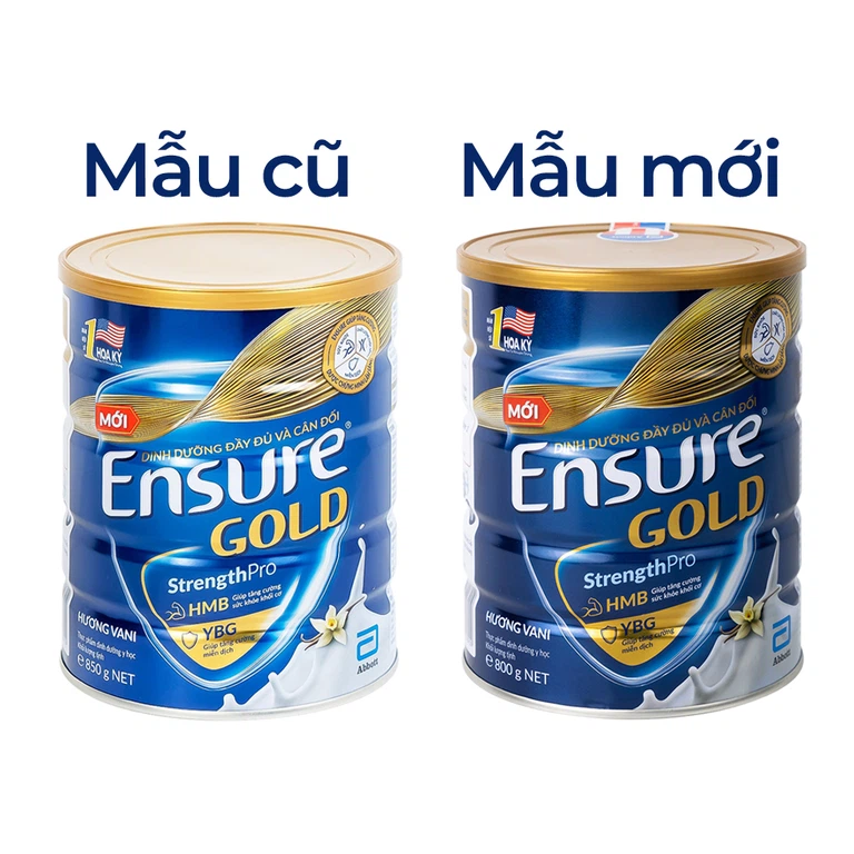 Sữa bột Ensure Gold StrengthPro Abbott hương vani tăng cường sức khỏe khối cơ, tăng miễn dịch (800g)