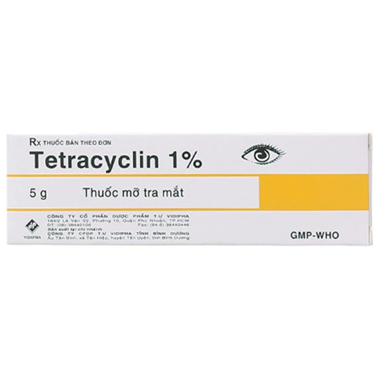 Thuốc mỡ tra mắt Tetracyclin 1% Vidipha điều trị nhiễm khuẩn mắt (5g)