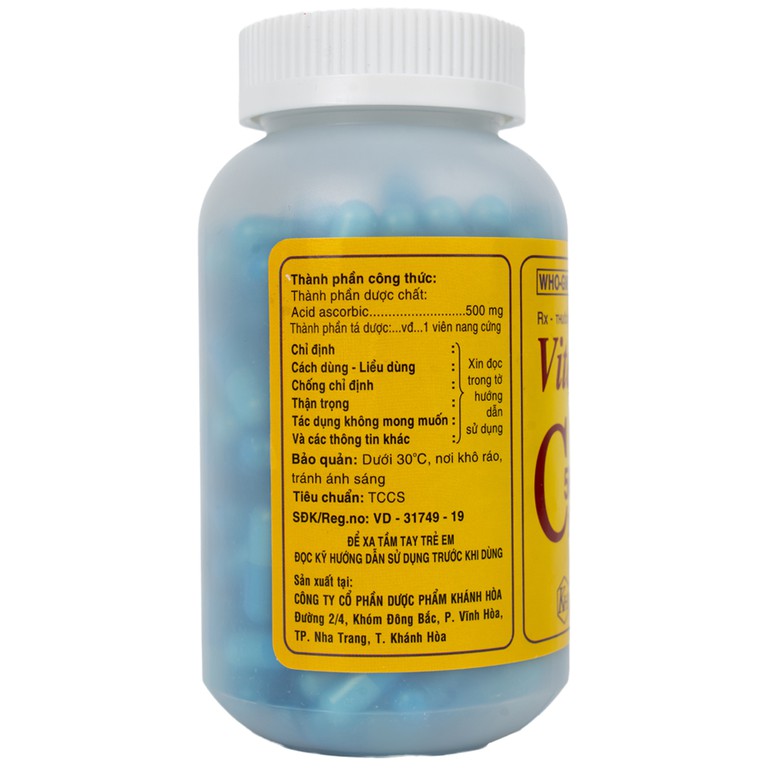 Thuốc Vitamin C 500mg Khapharco dự phòng và điều trị bệnh Scorbut (200 viên)