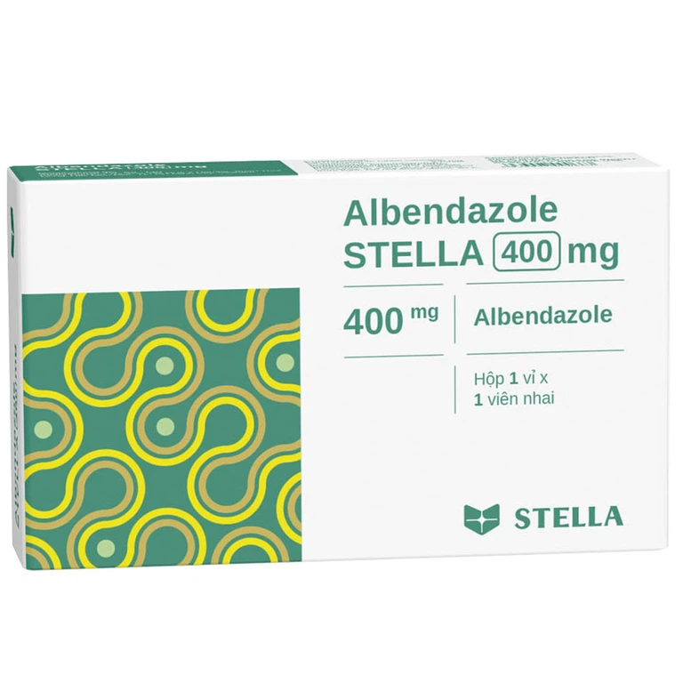 Thuốc Albendazol Stella 400mg điều trị nhiễm một hoặc nhiều loại ký sinh trùng đường ruột (1 vỉ x 1 viên)