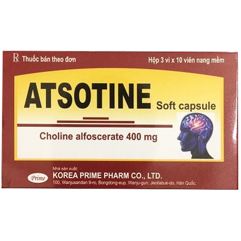 Thuốc Atsotine 400mg Korea Prime Pharm điều trị phục hồi não sau đột quỵ (3 vỉ x 10 viên)