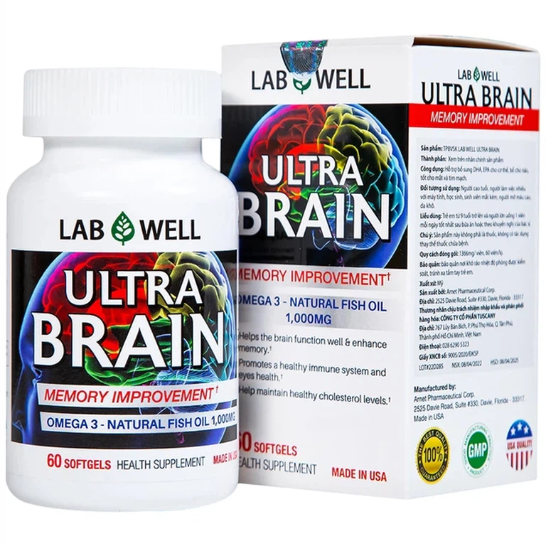 Viên uống Ultra Brain Lab Well hỗ trợ bổ sung DHA, EPA cho cơ thể (60 viên)