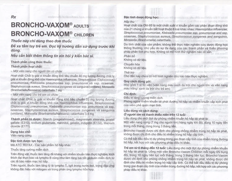 Thuốc Broncho-Vaxom điều trị nhiễm khuẩn đường hô hấp, tăng cường miễn dịch (10 viên)
