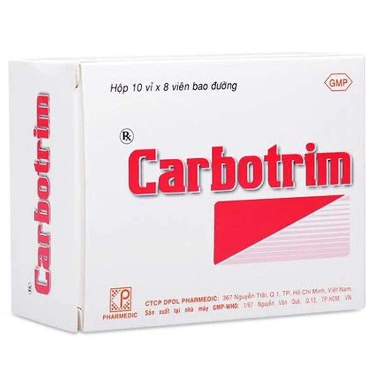 Thuốc Carbotrim 200mg Pharmedic điều trị nhiễm khuẩn (10 vỉ x 8 viên)