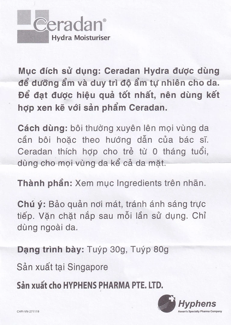 KEM DƯỠNG ẨM DA CERADAN HYDRA HYPHENS HỘP 80G